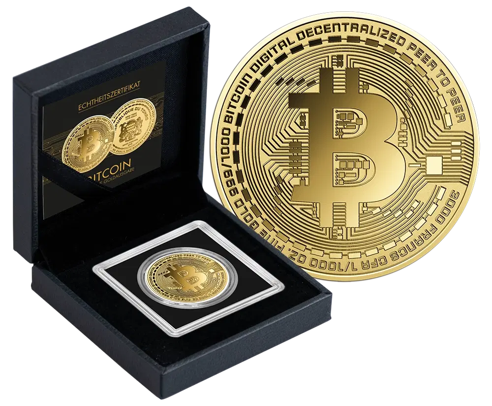 Bitcoin | 24 karaat Gouden Munt in cassette | Munt-Online.be
